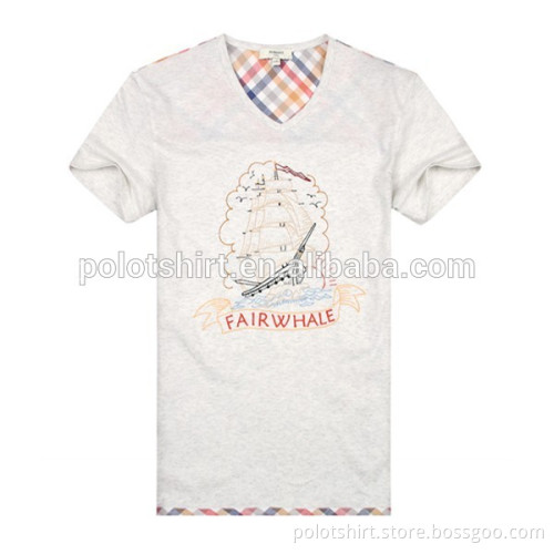Customized OEM Service Plain V-Neck T Shirt